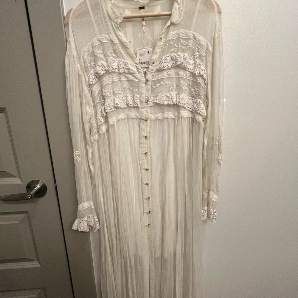 Elegant White Sheer Button-Down Dress